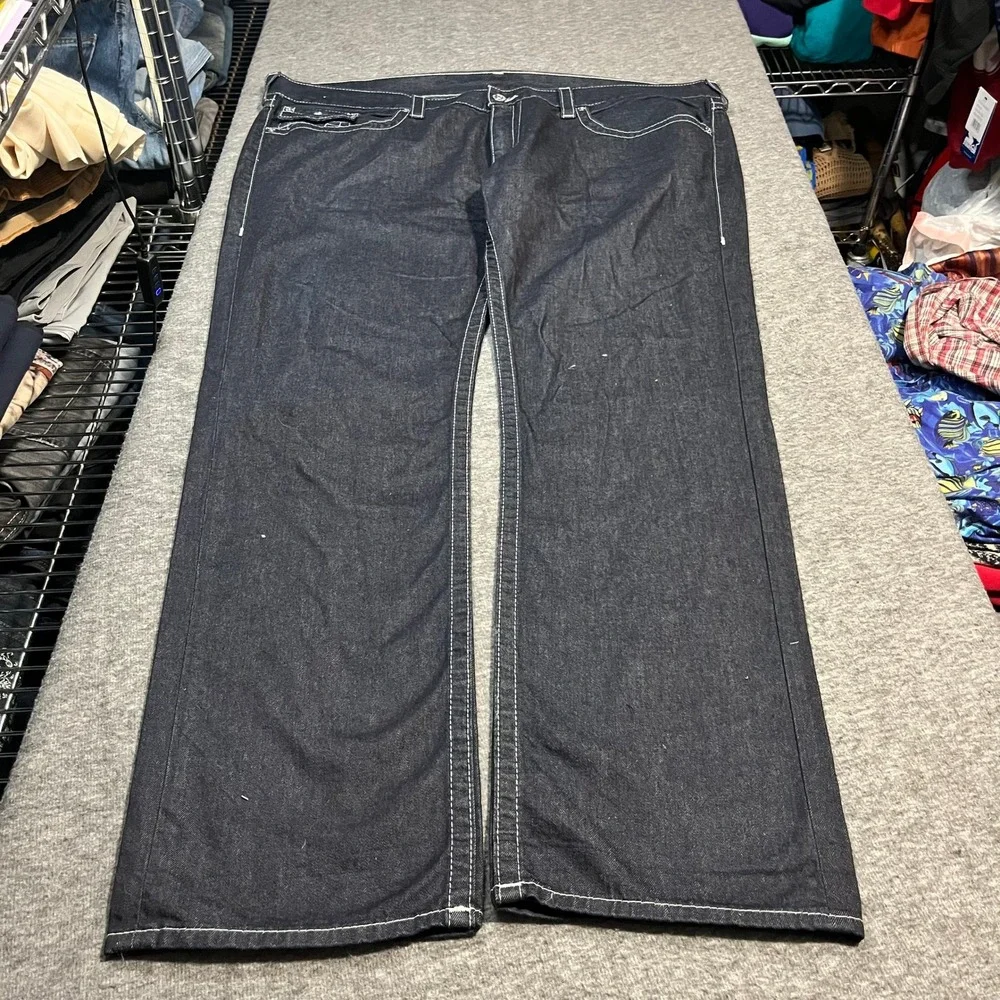 True Religion Section Skinny Jeans Mens 46x35 Indigo Blue Contrast Stitch Denim